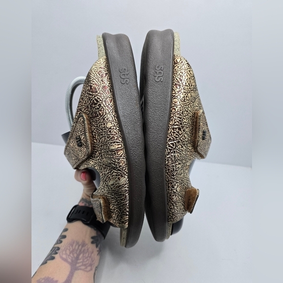 SAS | Relaxed metallic gold brown Bohemian sporty slide sandals | WMS 9 - Picture 12 of 13